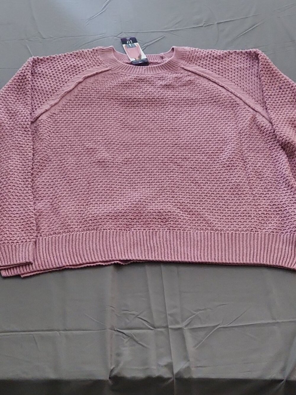 GAP NWT XXL Pink Textured Knit Crew Neck Raglan Sweater